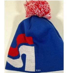 Bula Steamboat Ski Town USA Beanie Pom Pom Knit Hat Blue Red White Mens
